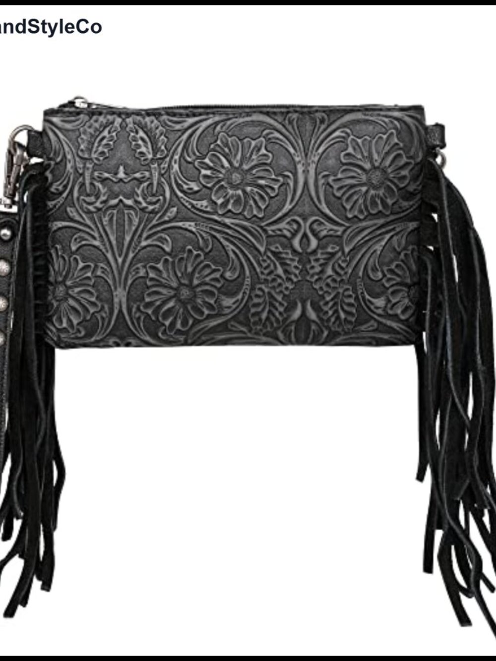 Floral Embossed Synthetic Leather Crossbody Wallet Purse Wristlet Clutch